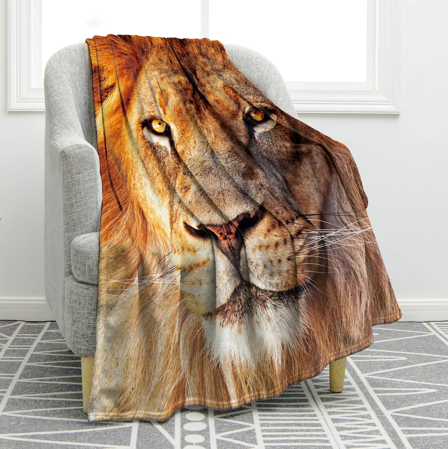 Jekeno Lion Throw Blanket Soft Warm Blanket For Bed Couch Kid Adult 50'X60'